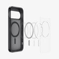 ACS11442 - Pixel 11 Ultra Hybrid (Mag Fit) Frost Black exploded view showing the built in MagFit ring, hybrid construction, and layered design.