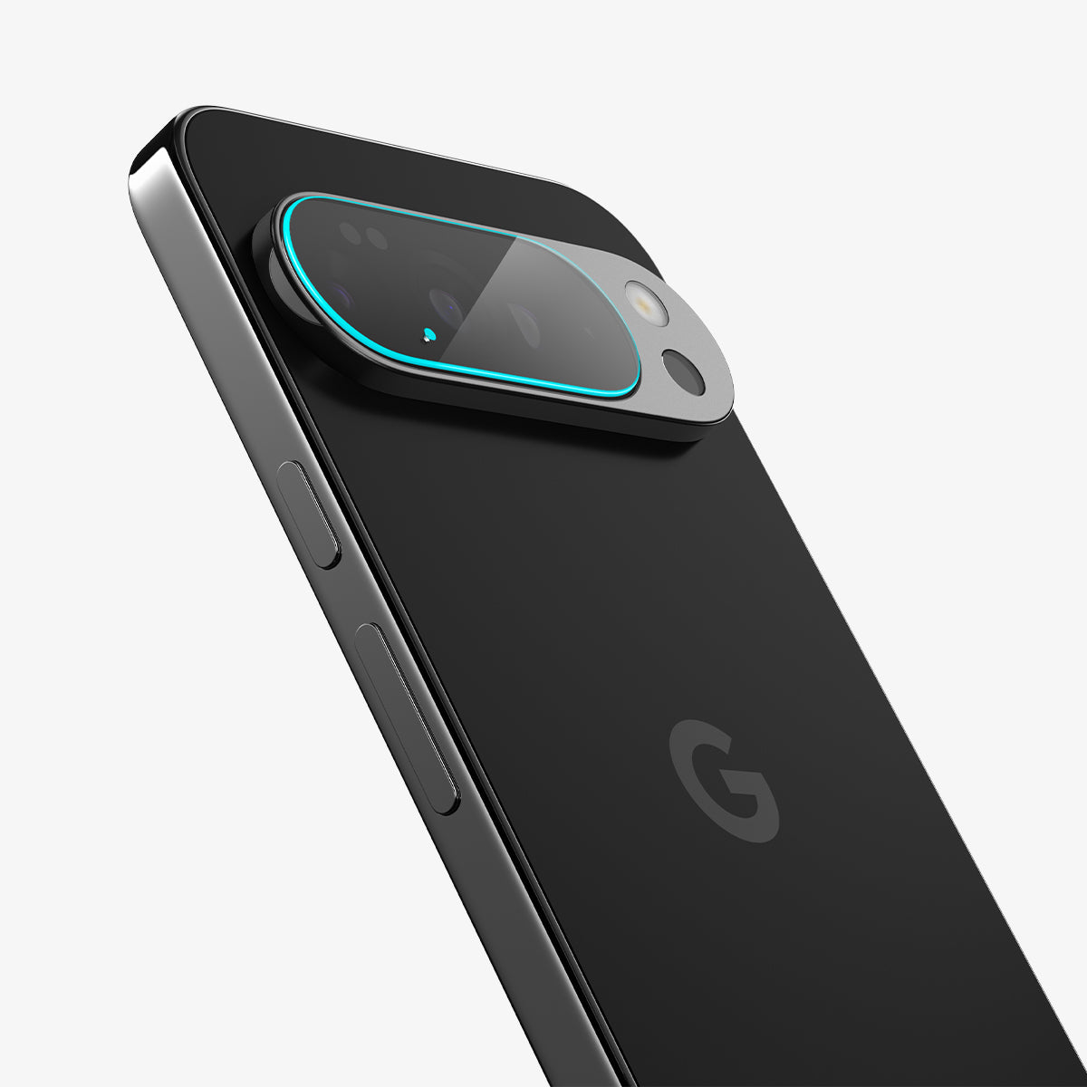AGL09662 - Pixel 10 Pro Optik EZ Fit Lens Protector showing the back, partial side with lens protector installed