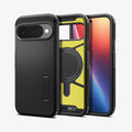 ACS09705 - Pixel 10 Pixel 10 Pro Tough Armor AI (MagFit) in black showing the back, front and inside