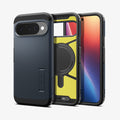 ACS09706 - Pixel 10 Pixel 10 Pro Tough Armor AI (MagFit) in Metal Slate showing the back, front and inside