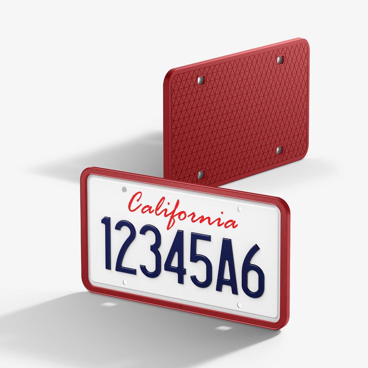 ACP12022 -  License Plate Frame | LP100 in Red showing the front and back