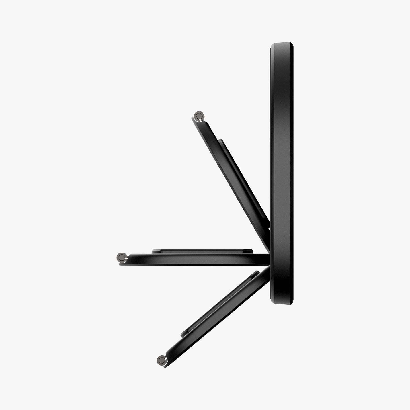 AMP11739 - O-Mag Magnetic Phone Holder (Mag Fit+) | OM108 side profile of the folding kickstand legs partially extended from the base