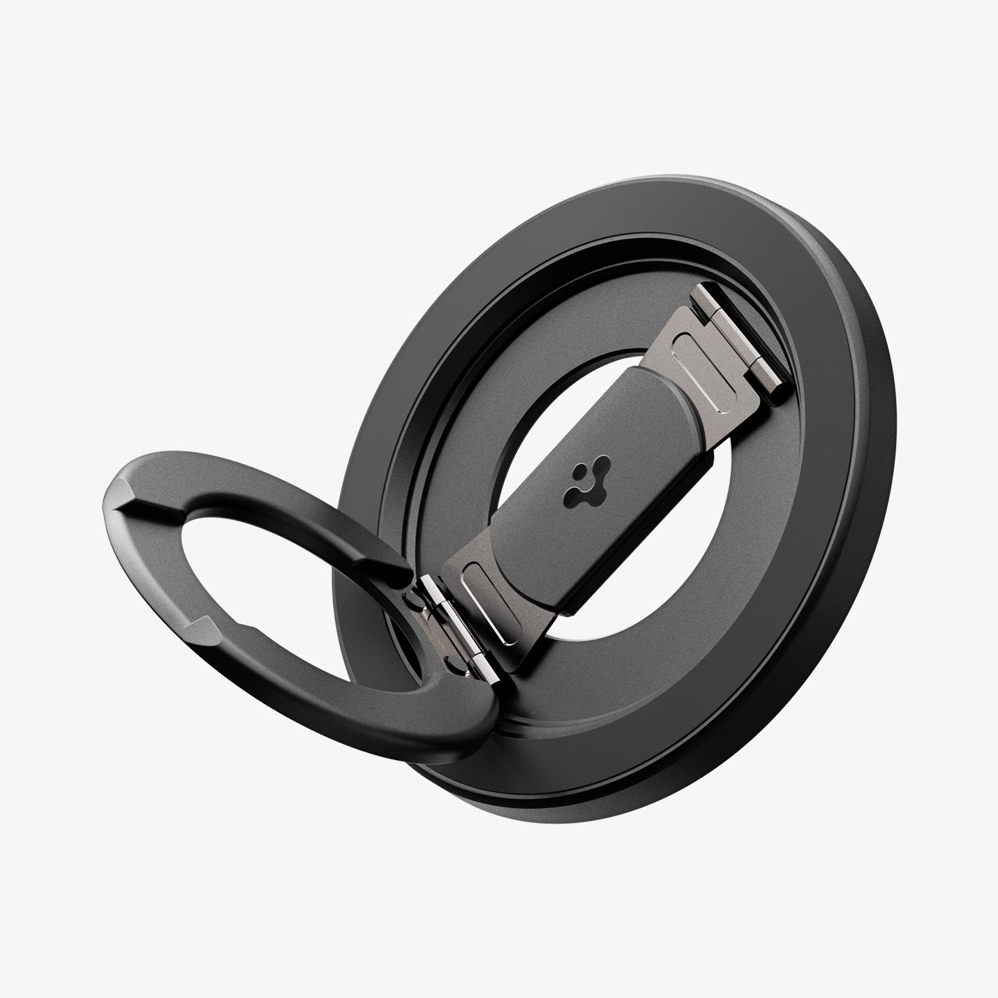 AMP11739 - O-Mag Magnetic Phone Holder (Mag Fit+) | OM108 bottom angle view of the phone holder with ring flipped open and kickstand folded