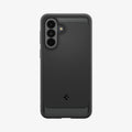 ACS09795 - Spigen Rugged Armor Galaxy A37 5G case in Matte Black - back view showing matte finish and carbon fiber corner accents