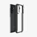 ACS09293 - Galaxy A56 5G Case Ultra Hybrid in Matte Black showing the back layer case detached from the tpu frame and the device aligned with each other