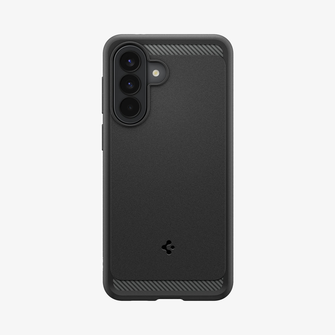 ACS09794 - Spigen Rugged Armor Galaxy A57 5G case in Matte Black - back view showing matte finish and carbon fiber corner accents