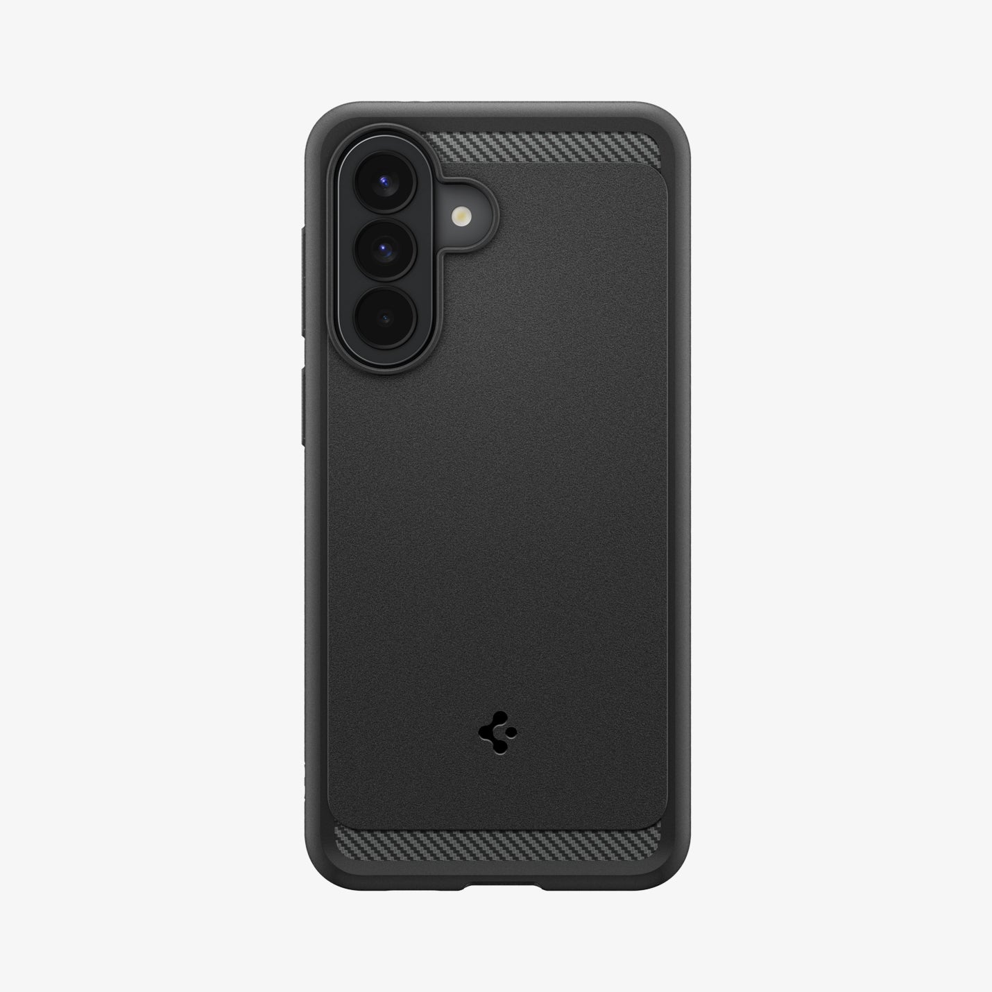 ACS09794 - Spigen Rugged Armor Galaxy A57 5G case in Matte Black - back view showing matte finish and carbon fiber corner accents