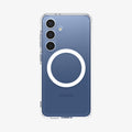 ACS08981 - Galaxy S25 Plus Case Ultra Hybrid Metal Ring (MagFit + Qi2 Ready) in Clear White showing the back