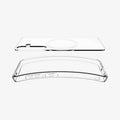 ACS08981 - Galaxy S25 Plus Case Ultra Hybrid Metal Ring (MagFit) in Clear White showing the detached inner layer hovering above the device detached  