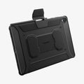 ACS11822 - Galaxy Tab S12+ Rugged Armor Pro showing the back of the tablet case with the folding cover opened and a pen secured along the top edge.