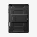 ACS11827 - Galaxy Tab S12+ Tough Armor Pro showing the back of a rugged tablet case with textured panels, reinforced corners, and a built-in kickstand.