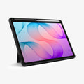 ACS11827 - Galaxy Tab S12+ Tough Armor Pro showing the tablet case standing upright with the built-in kickstand and a stylus stored along the edge.