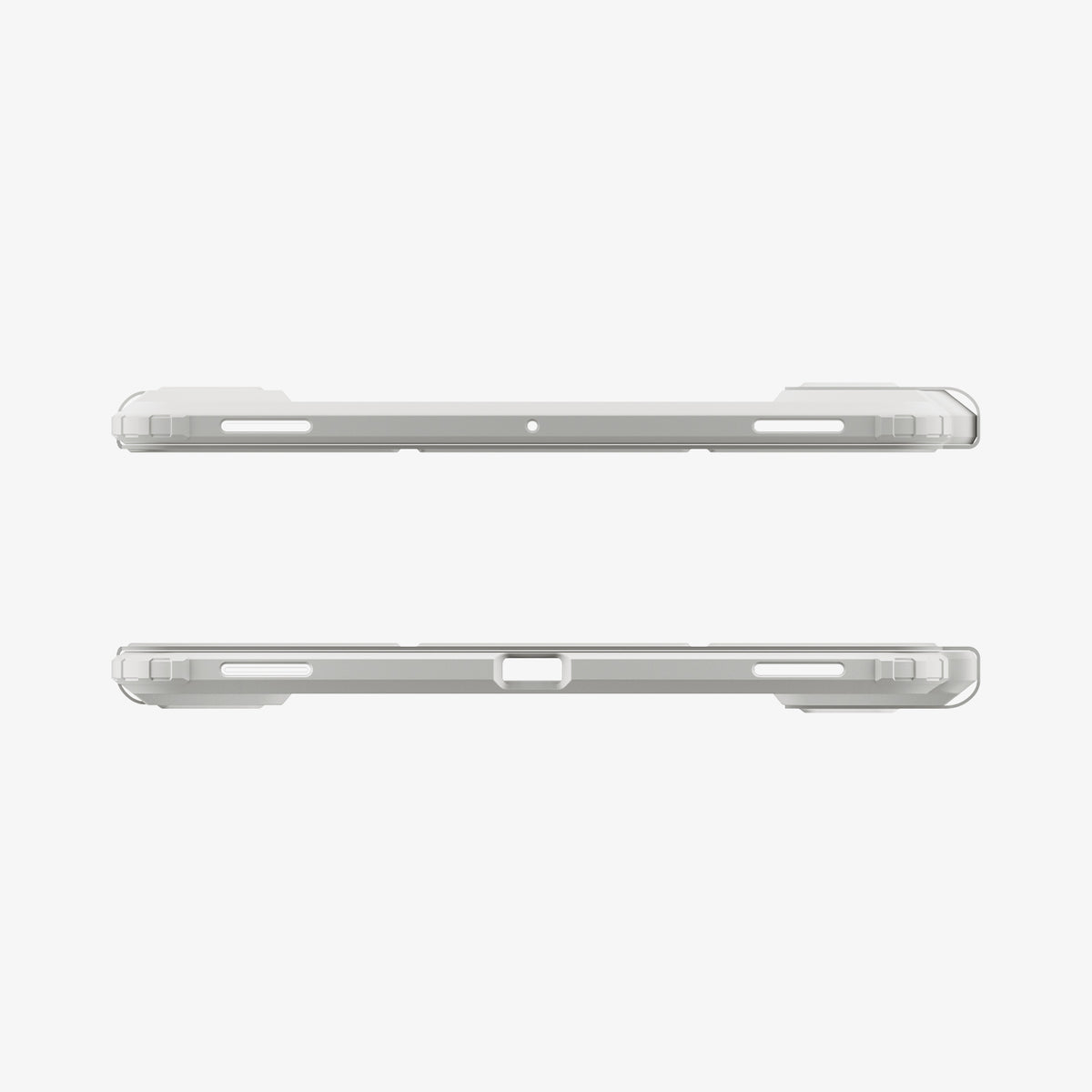 ACS11826 - Galaxy Tab S12+ Ultra Hybrid Pro in Gray showing top and bottom edges of a tablet case with speaker openings, microphone opening, charging port cutout, and reinforced corners.