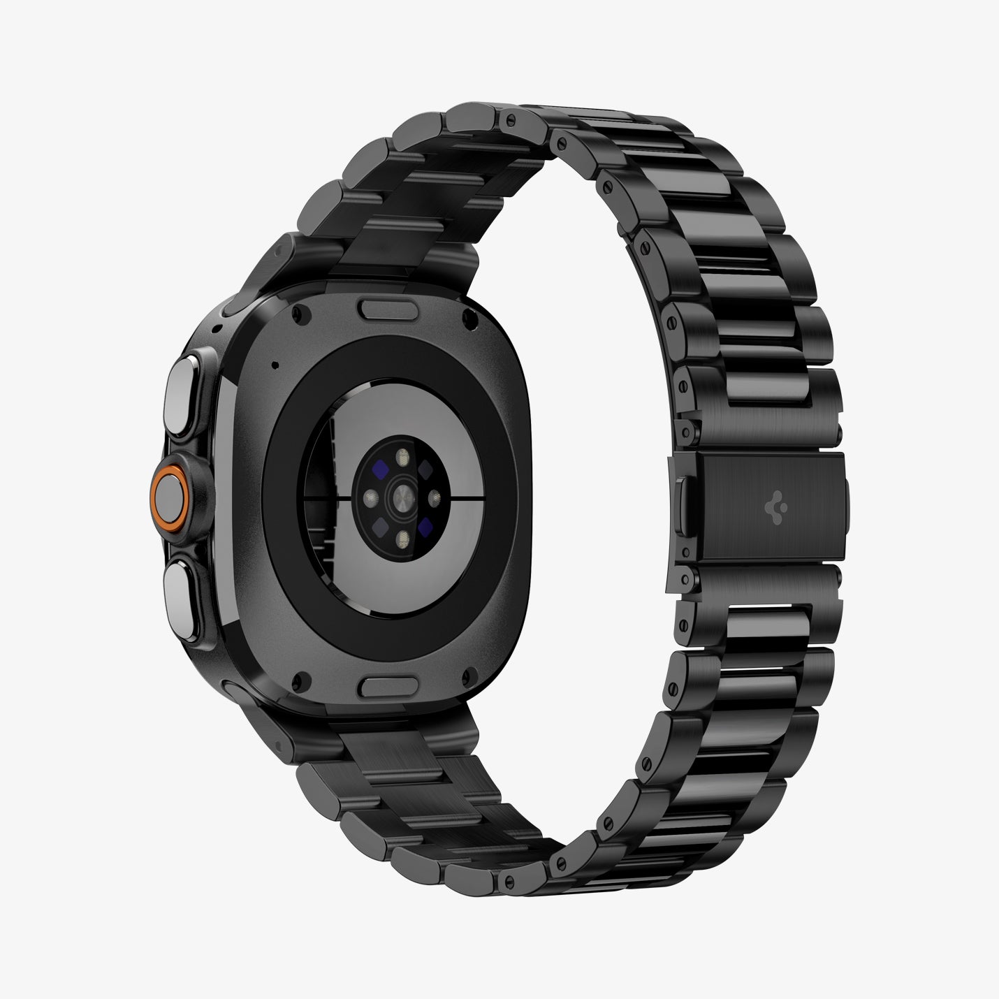 AMP11620 - SWUb Modern Fit 316L Band Black showing the back, partial inner side of the strap and bottom