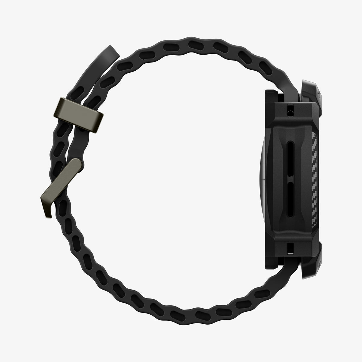 ACS11611 - Galaxy Watch Ultra 2 (47mm) in Matte Black showing protective smartwatch case positioned above the watch for installation.