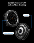 ACS11611 - Galaxy Watch Ultra 2 (47mm) in Matte Black showing rugged TPU case with carbon fiber detailing and exposed smartwatch back.