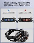 ACS11611 - Galaxy Watch Ultra 2 (47mm) in Matte Black showing correct and incorrect button alignment with a protective case and an installation view.