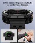 ACS11611 - Galaxy Watch Ultra 2 (47mm) in Matte Black showing raised bezel design with precise cutouts and close-up views of smartwatch functions.