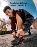 ACS11612 - Galaxy Watch Ultra Series - Rugged Armor Pro showing a lifestyle shot of a person tying their shoe outdoors while wearing the Galaxy Watch Ultra with the Rugged Armor Pro case.