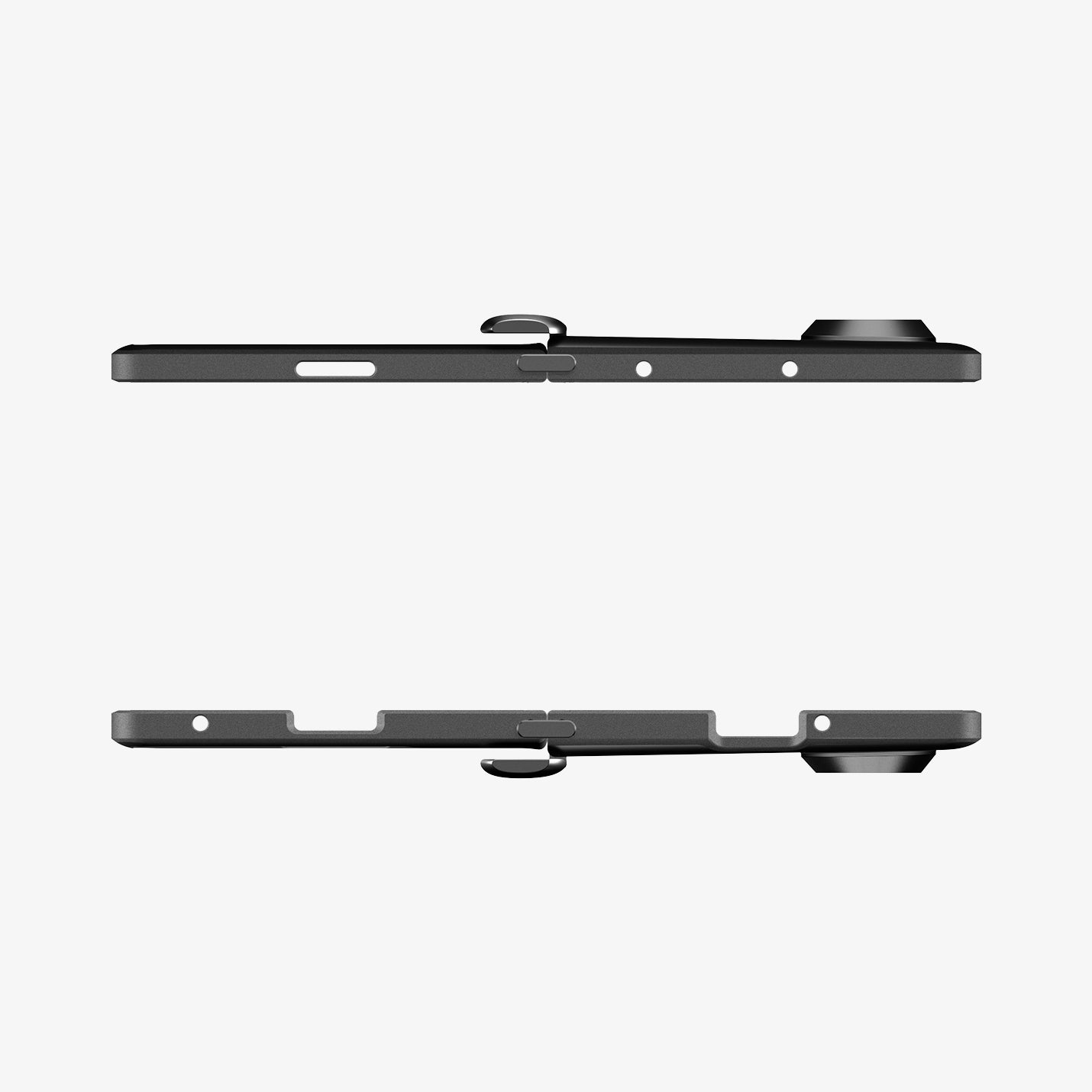 ACS09551 - Galaxy Z Fold 7 - Slim Armor Pro (MagFit) in black showing the top and bottom of 2 devices fully open facing each other