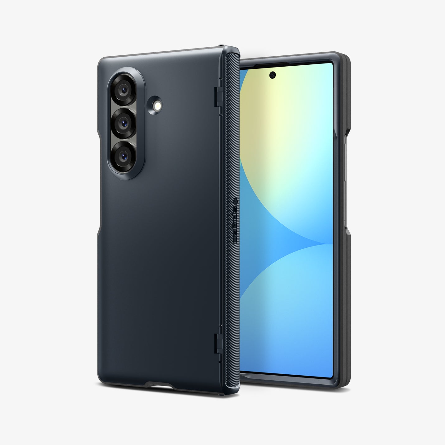 ACS09552 - Galaxy Z Fold 7 - Slim Armor Pro (MagFit) in metal slate showing the back, hinge, partial front and sides