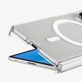 ACS11495 - Galaxy Z Fold 8 Ultra Air Skin Zero (Mag Fit) showing close-up of Galaxy Z Fold 8 Ultra case hinge opening, textured spine, MagSafe ring, and camera cutout