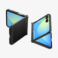 ACS09558 - Galaxy Z Flip 7 Case Slim Armor Pro (MagFit) in black showing the front, back and sides of multiple devices