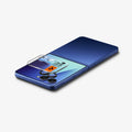 AGL09584 - Galaxy Z Flip 8 Series - Optik Pro EZ Fit showing an inverted angled view of the Galaxy Z Flip 8 folded, with the Optik Pro EZ Fit lens protector and 