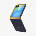 ACS11517 - Galaxy Z Flip 8 Nano Pop (Mag Fit) Blueberry Navy showing an angled view of the Galaxy Z Flip 8 with the NanoPop MagFit case, folded open with the 