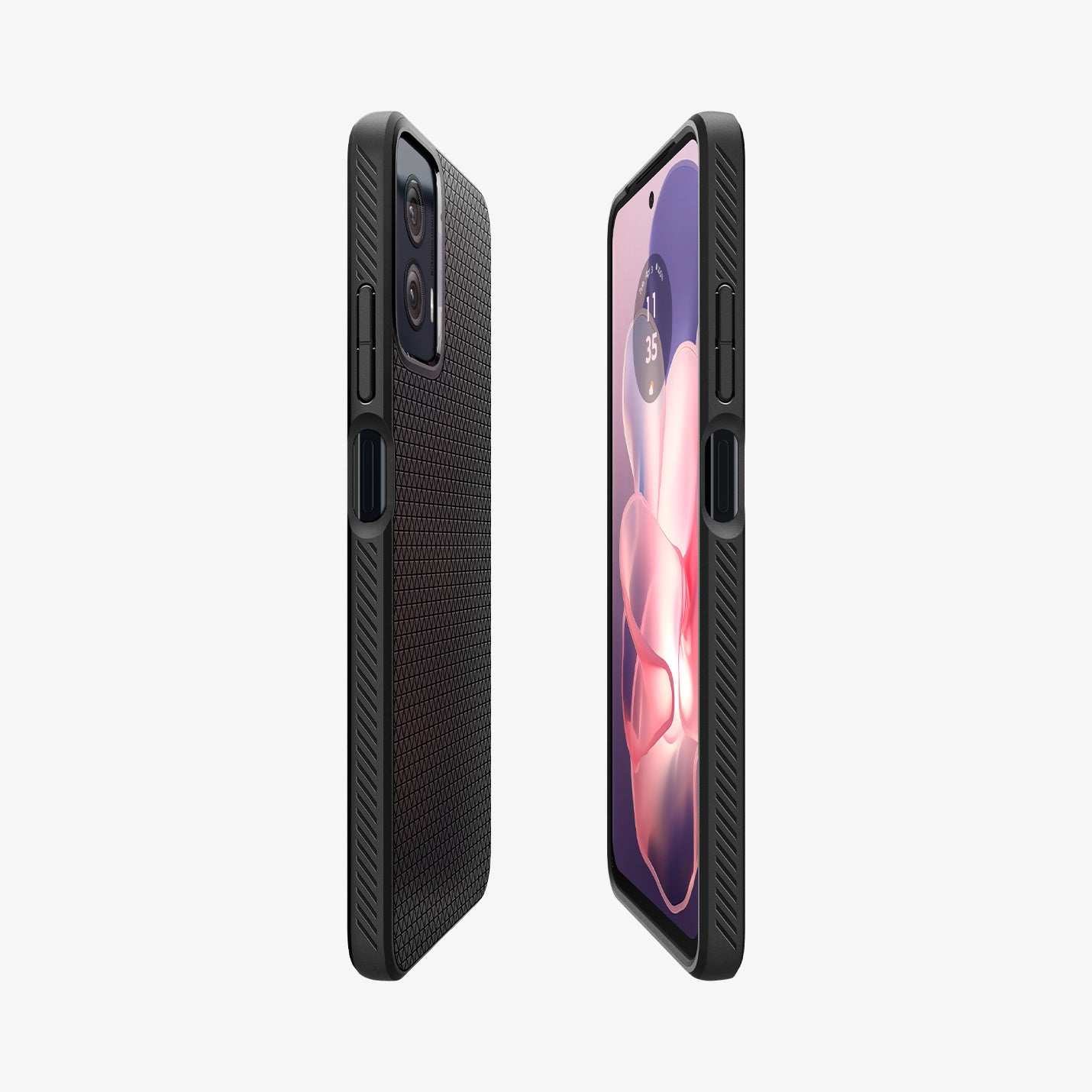 ACS07770 - Moto G Power 5G (2024) Case Liquid Air in Matte Black showing the partial front and back and sides both aligned with each other