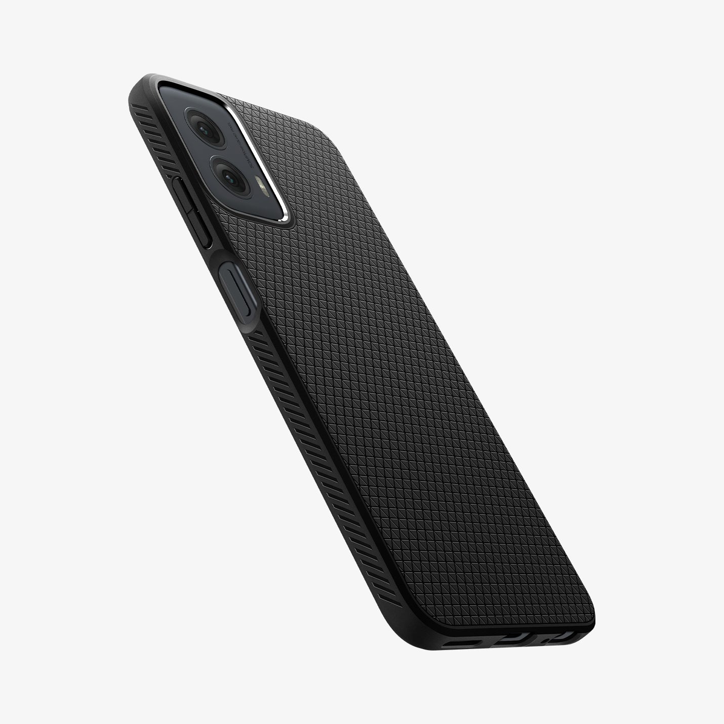 ACS07770 - Moto G Power 5G (2024) Case Liquid Air in Matte Black showing the partial back and side with side buttons and partial bottom