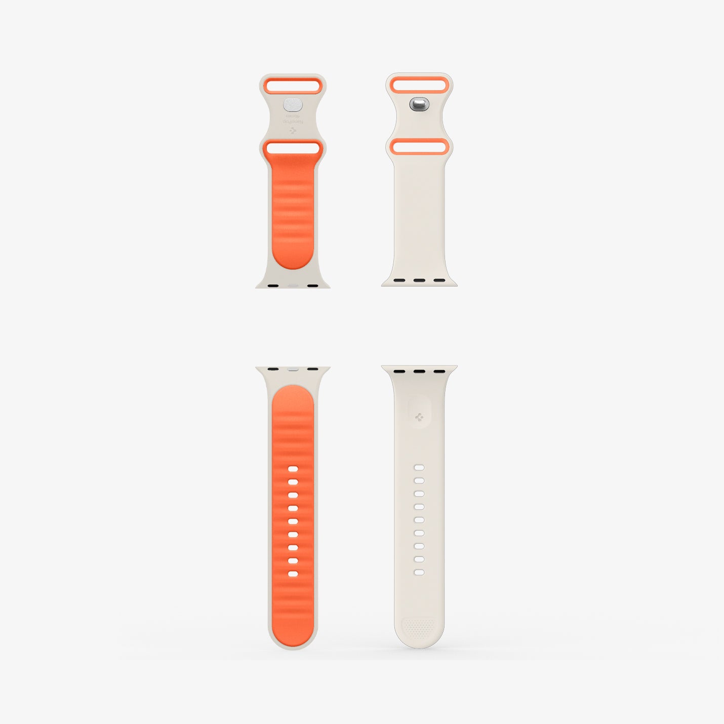 AMP09323 - Apple Watch Series - Nano Pop 46mm in Orange Beige showing the inner and outer of the band laid out