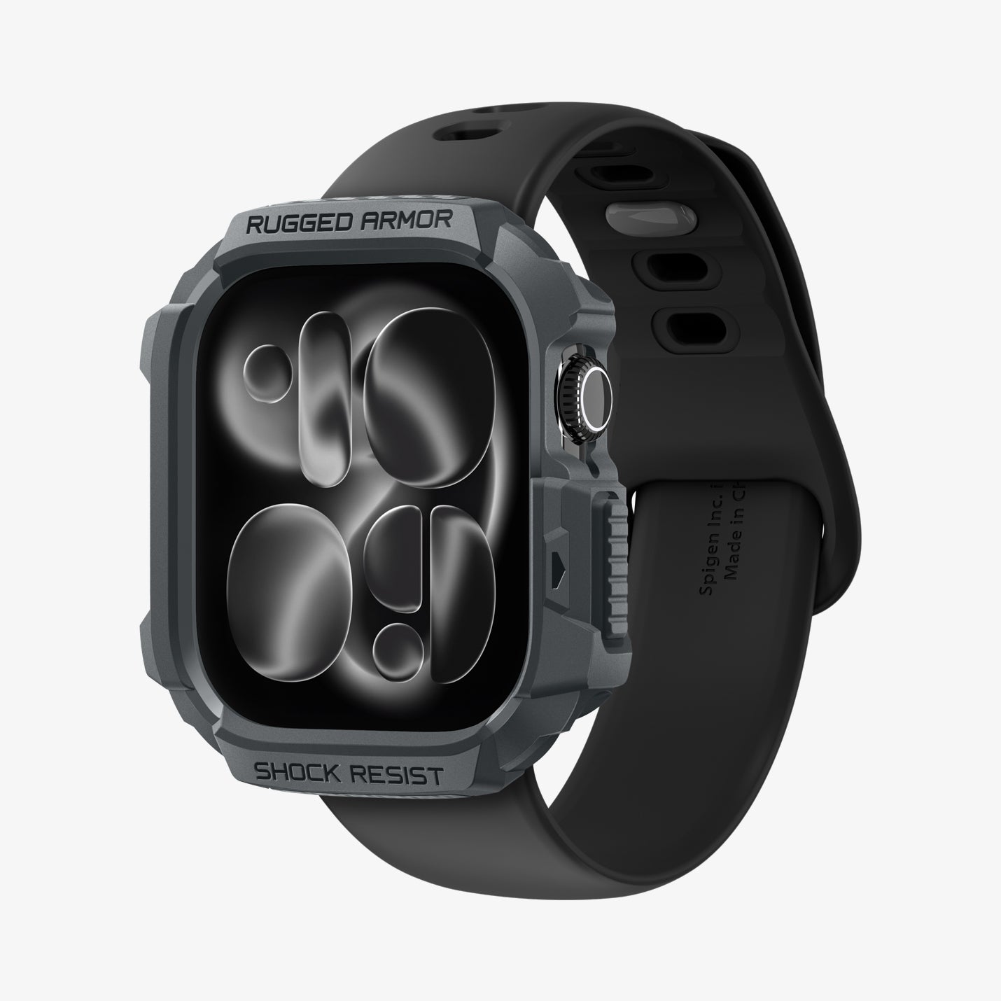 ACS10500 - Apple Watch 10/11 (46mm) Rugged Armor 2 in Dark Gray showing the front and inside of band