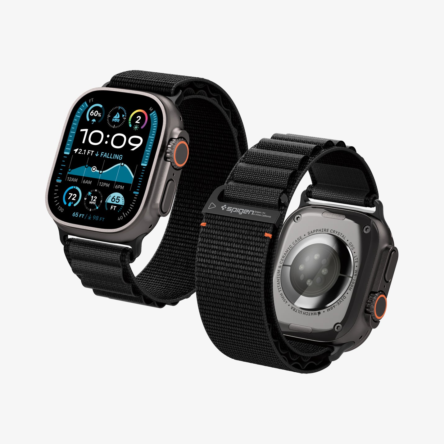 AMP10144 - Apple Watch Ultra (49mm) WBF1 in Black showing the front and back