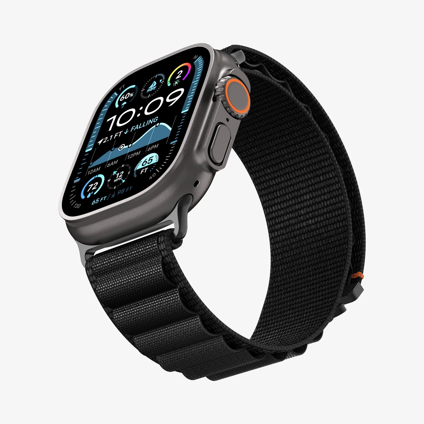 AMP10144 - Apple Watch Ultra (49mm) WBF1 in Black showing the partial front, side and strap
