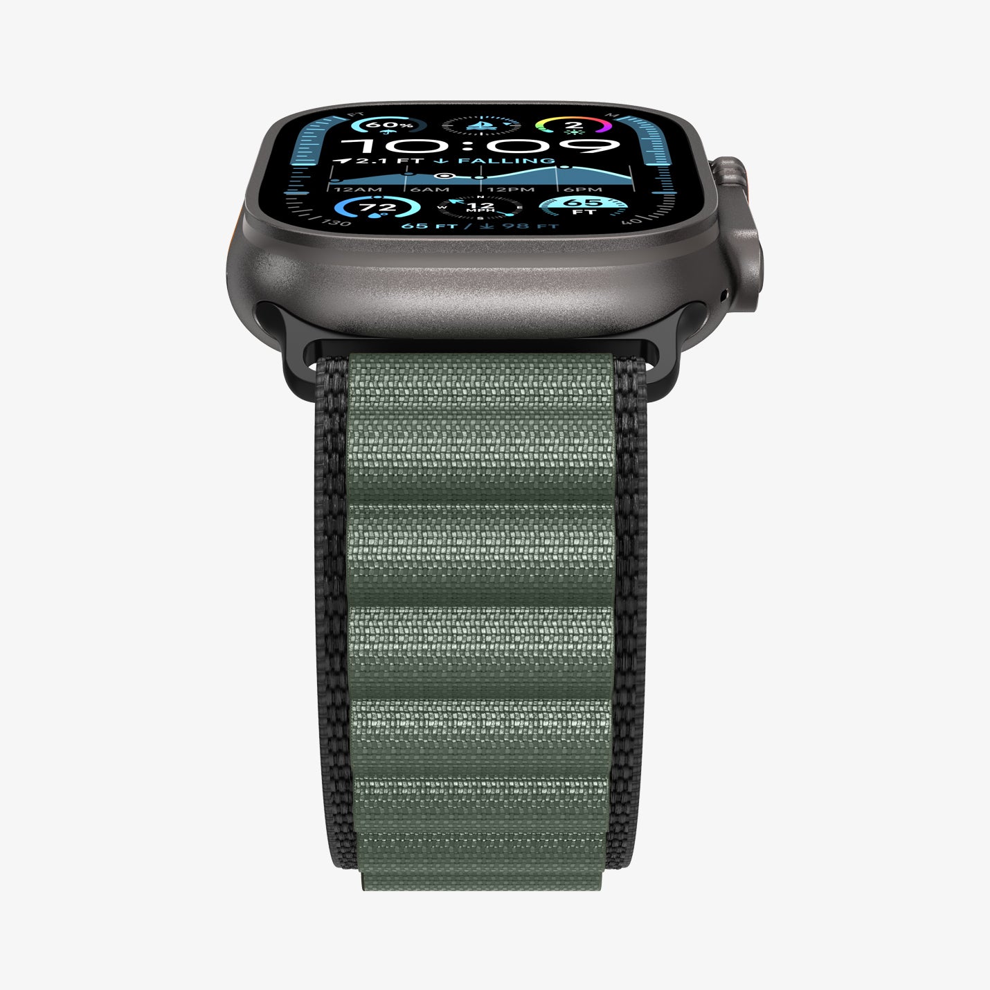 AMP10223 - Apple Watch Ultra (49mm) WBF1 in Black Green showing the partial front and side