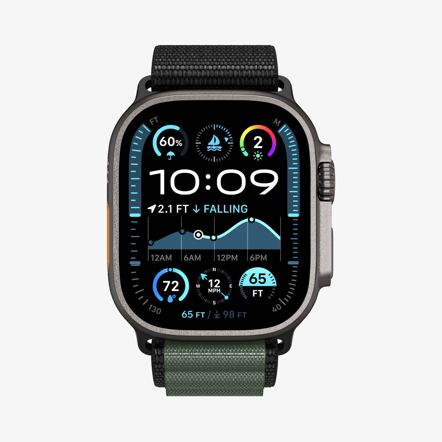 AMP10223 - Apple Watch Ultra (49mm) WBF1 in Black Green showing the front