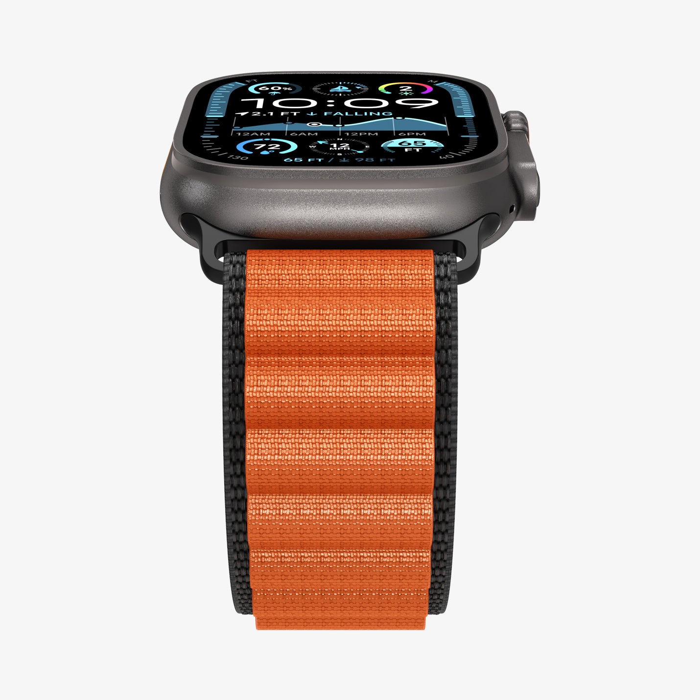 AMP10145 - Apple Watch Ultra (49mm) WBF1 in Black Orange showing the partial front and side