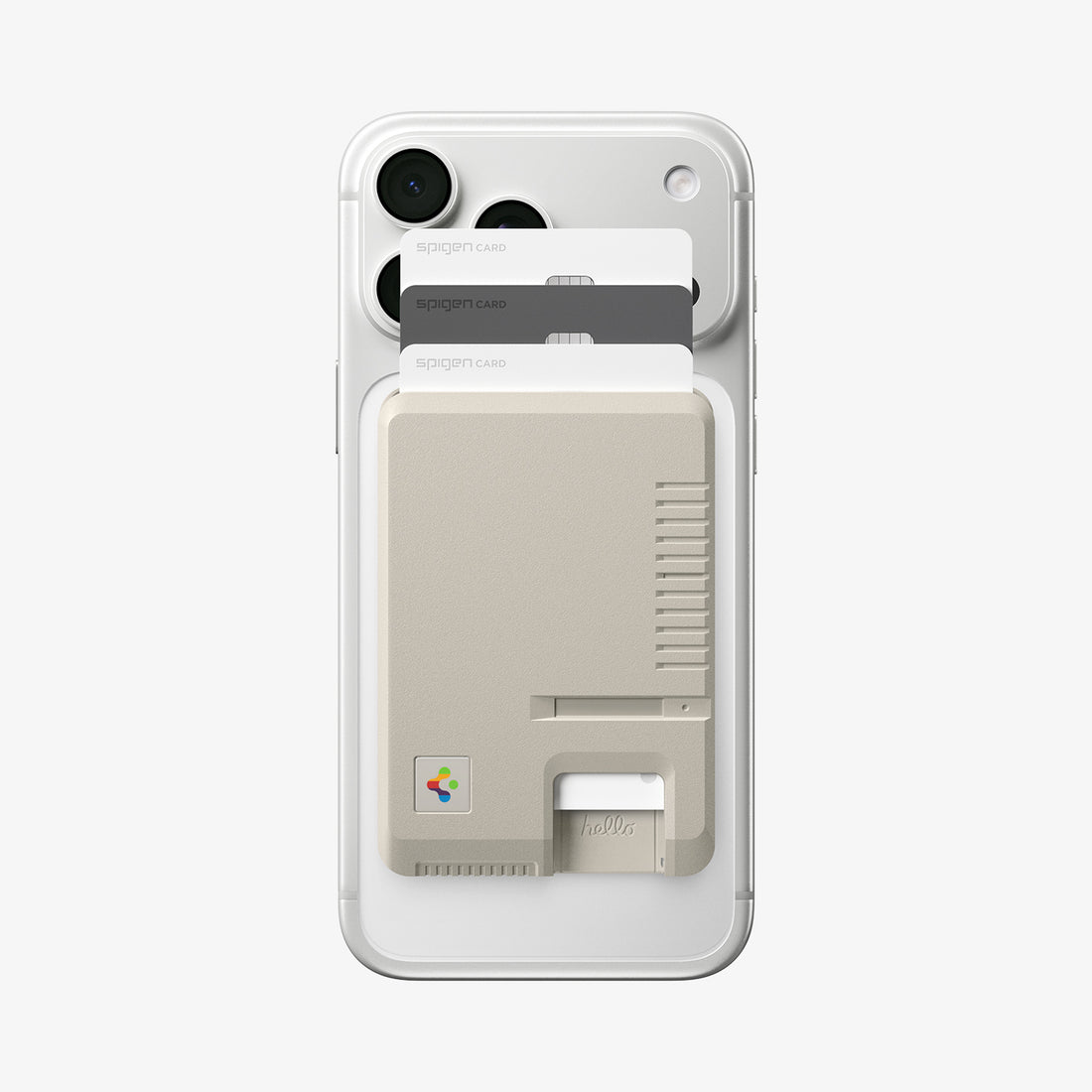 AFA10949 - Classic LS Card Holder (Mag Fit) in Stone showing the front with multiple cards in slot
