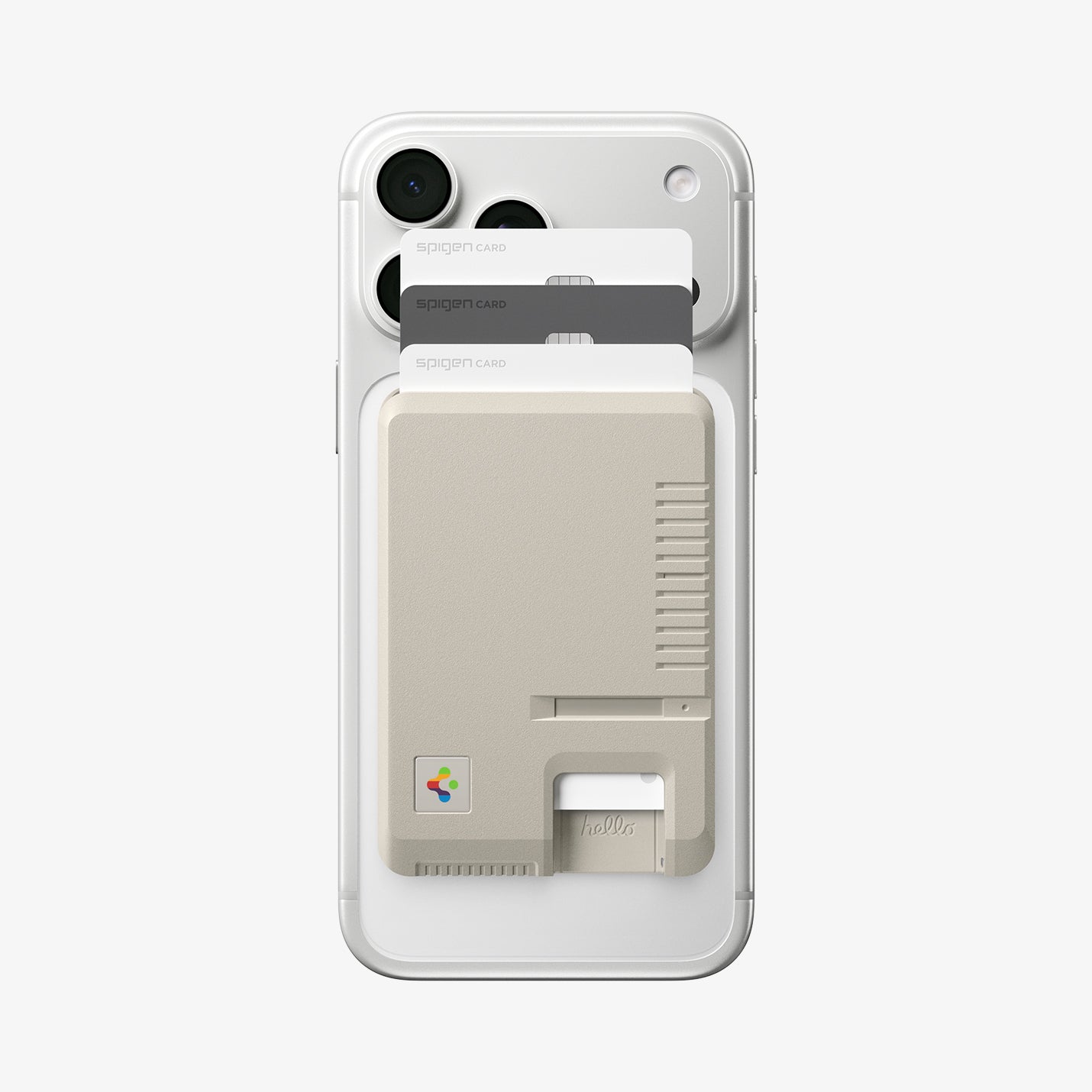 AFA10949 - Classic LS Card Holder (Mag Fit) in Stone showing the front with multiple cards in slot