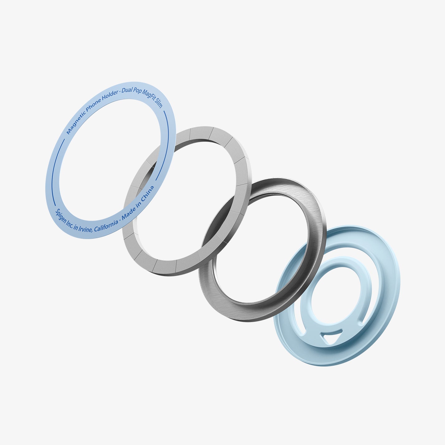 AMP11368 - O-Mag Slim Dual pop (MagFit) in light blue showing the parts of the mag ring hovering 