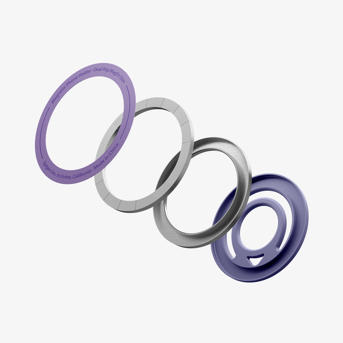 AMP11369 - O-Mag Slim Dual pop (MagFit) in violet showing the parts of the mag ring hovering 