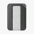 AFA11957 - Filp Stand Card Holder (Mag Fit) in Charcoal Stone showing a card wallet with a foldable strap and stitched edges from the front