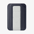 AFA11956 - Filp Stand Card Holder (Mag Fit) in Navy Stone showing a card wallet with a foldable strap and stitched edges from the front