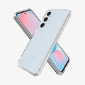 ACS08620 - Galaxy S24 FE Case Ultra Hybrid in Crystal Clear showing the back, partial side, next to it, a device showing front and partial side