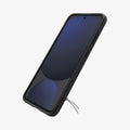 ACS08578 - Galaxy S24 FE Case Rugged Armor in Matte Black showing the front, and partial side with side button holes