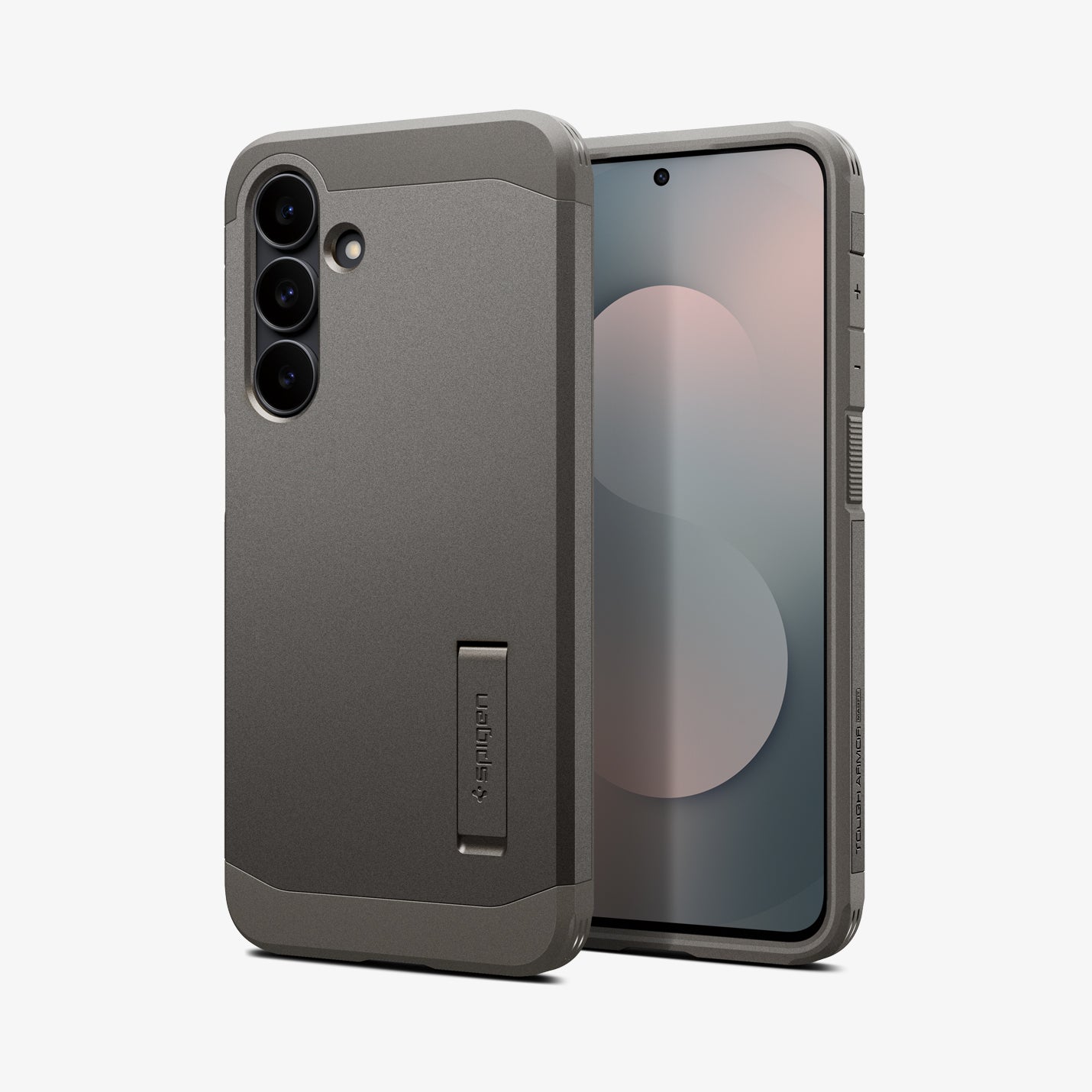 ACS10030 - Galaxy S25 FE Case Tough Armor (MagFit) in gunmetal showing the back and front