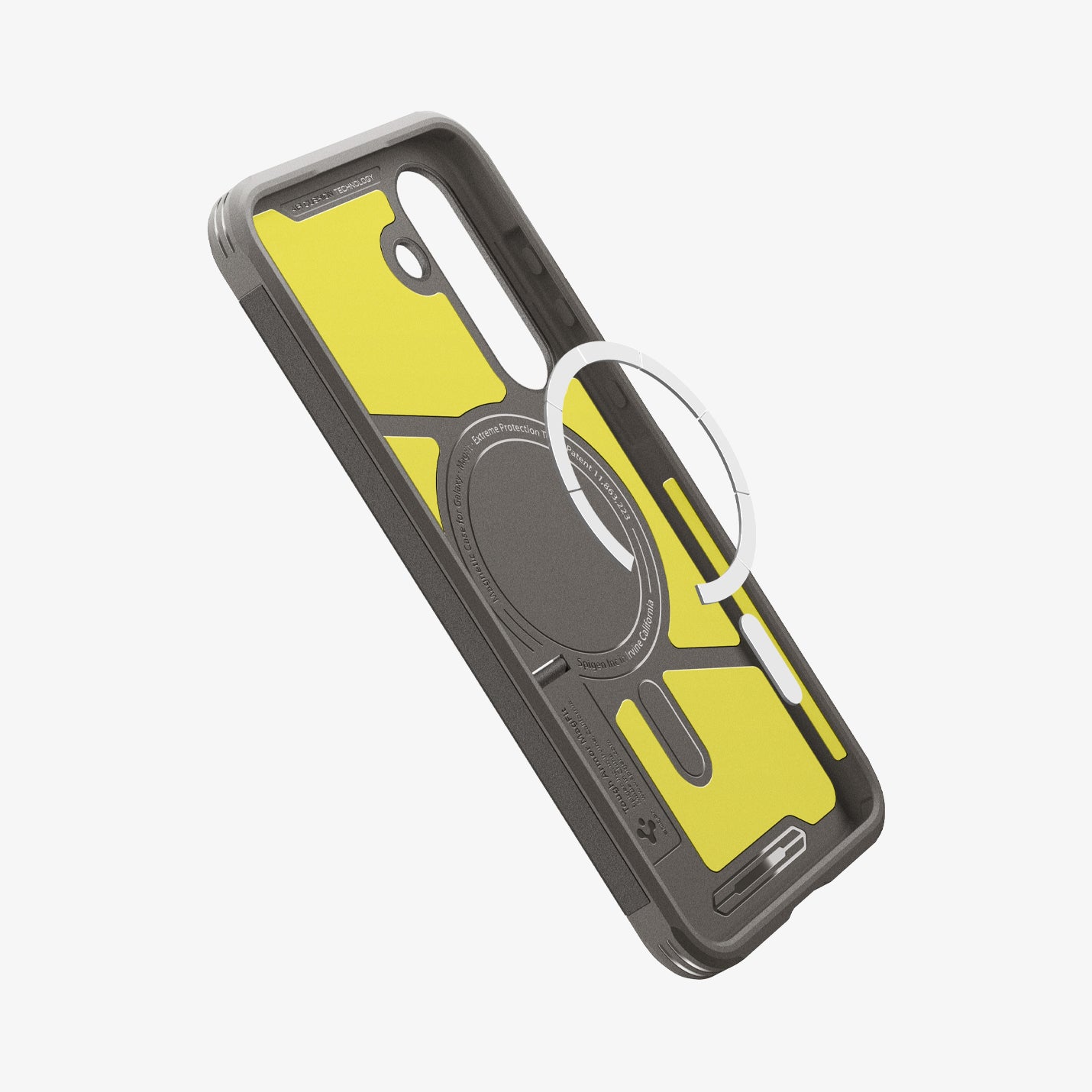 ACS10030 - Galaxy S25 FE Case Tough Armor (MagFit) in gunmetal showing the inside and side of case