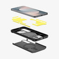 ACS10029 - Galaxy S25 FE Case Tough Armor (MagFit) in black showing the multiple layers of case hovering below the device