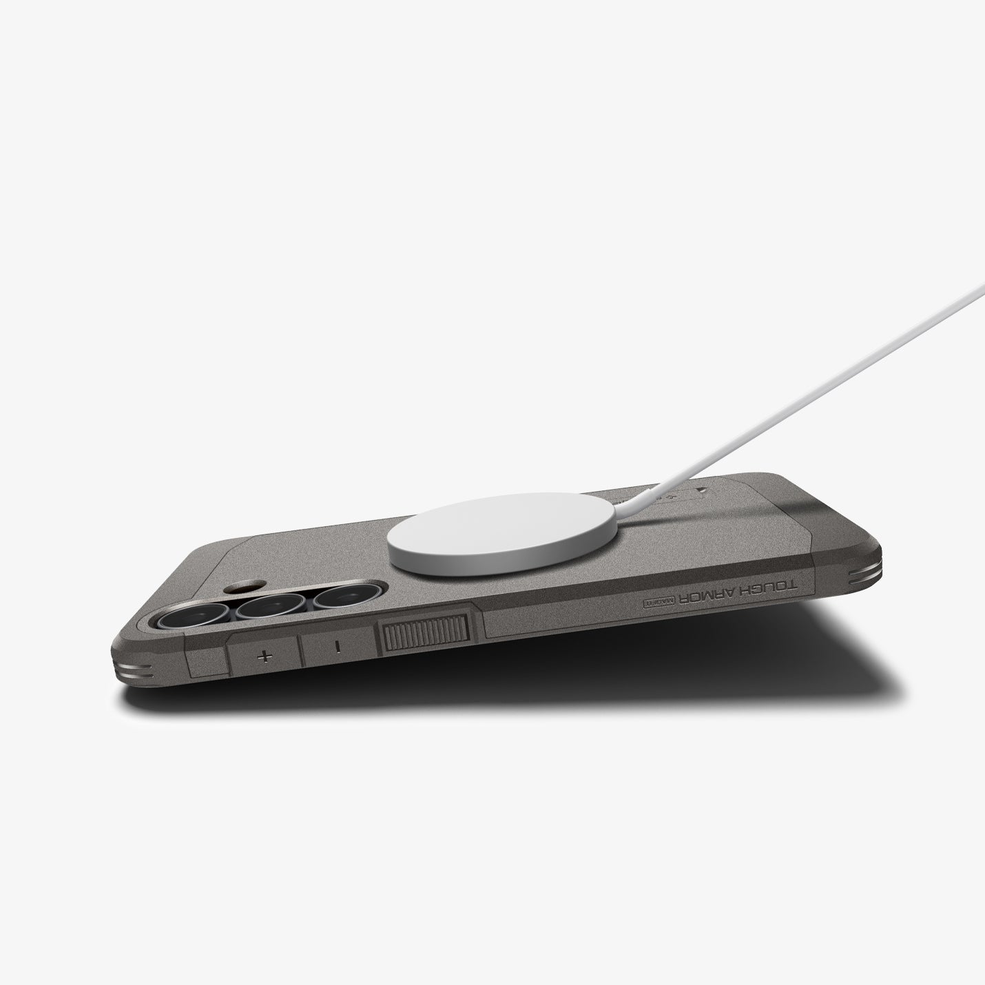 ACS10030 - Galaxy S25 FE Case Tough Armor (MagFit) in gunmetal showing the back and side